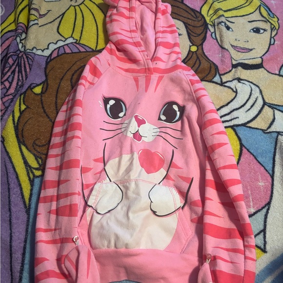 Streetwear Society Tops - Streetwear Society Pink Striped Kitty Hoodie